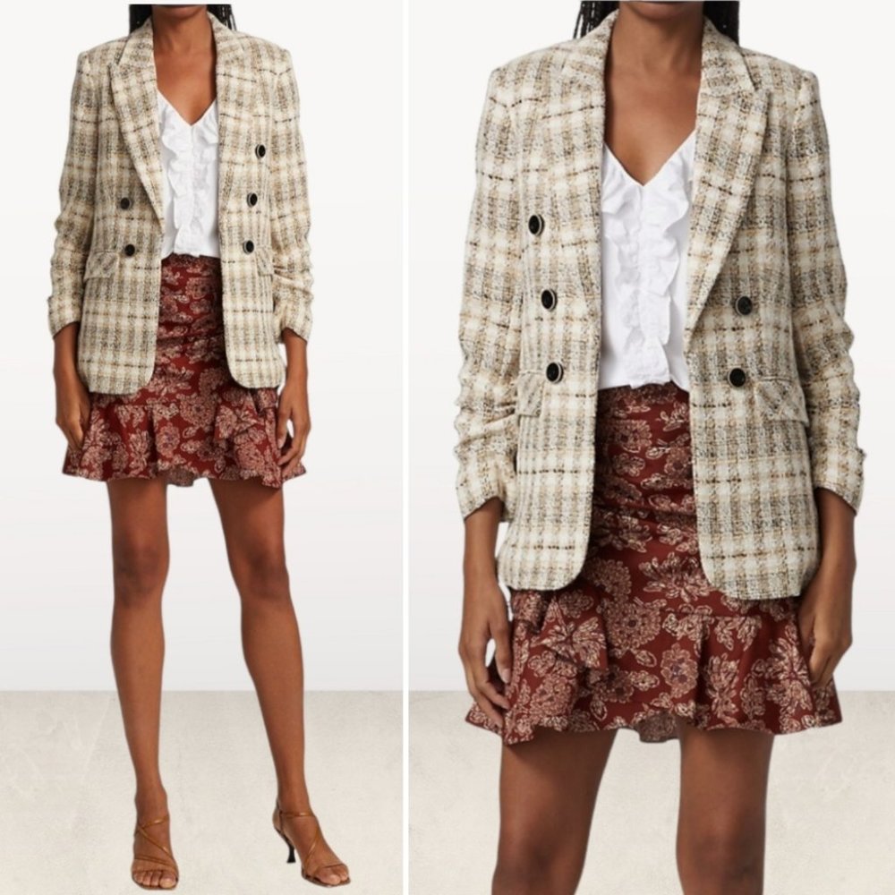 NWT! Veronica Beard Beacon Plaid Double Breasted Blazer Jacket  Size 6
